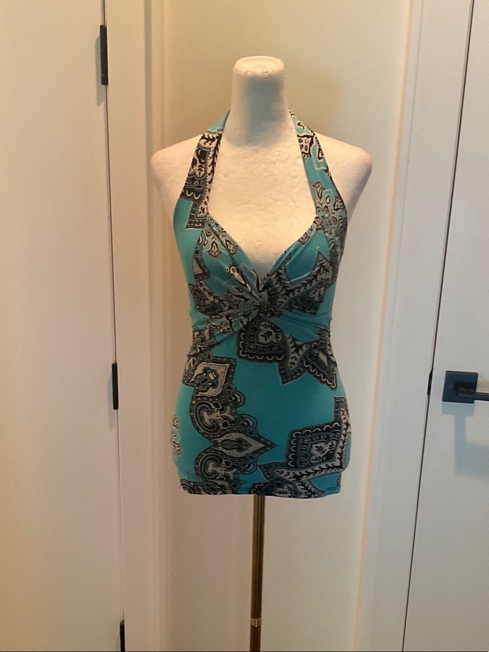 Cache Teal Paisley Halter Camisole
